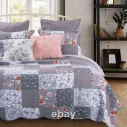 Elegant Chic Country Shabby Pink Purple Red Green Leaf Grey White Rose Quilt Set