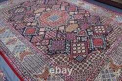 Geometric Vintage Caucasian Area Rug 10x13 ft Hand Knotted Oriental Wool Carpet