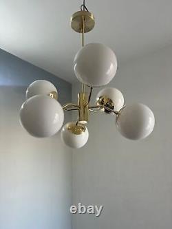 Gorgeous Brass Handmade Atomic Glass Ball Sputnik Chandelier Modern Mid-Century