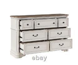 High Quality ACME Florian Dresser in Gray Fabric & Antique White Finish