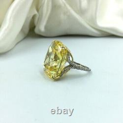 Huge 6.40CT Precious Yellow Caushion Women's Classical Ring In 935 Argentuim SLV