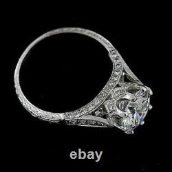 Lab-Created Diamond Antique Engagement Rings 14K White Gold 2.78 Carat Round Cut