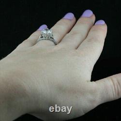 Lab-Created Diamond Antique Engagement Rings 14K White Gold 2.78 Carat Round Cut