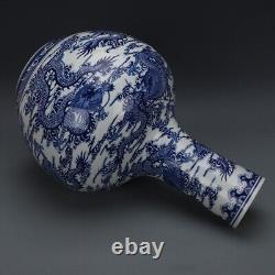 Large 47cm Antique Chinese Globe Vase Oriental Blue & White Porcelain Marked