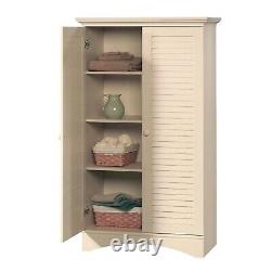 Louver 2-Door Storage Cabinet Bed Bath Armoire Wardrobe in Antique White Quality