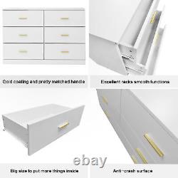 Modern White 6-Drawer Dresser Ample Bedroom Storage, Sturdy & Safe