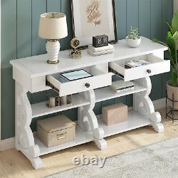 NEW? Retro Console Table Sideboard with Open Shelves and 2 Drawers high-quality
