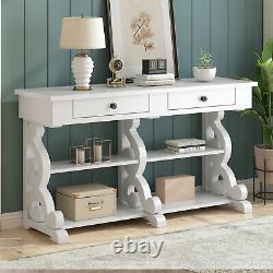 NEW? Retro Console Table Sideboard with Open Shelves and 2 Drawers high-quality