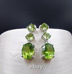 Natural Peridot Gems Diamond Earring Fine Quality 925Silver Wedding Gift Earring