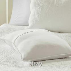 New! Cozy Classic Cottage Soft White Scallop Chic Elegant Country Quilt Set