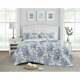 New! Cozy Cottage Chic French Shabby Country Blue White Rose Leag Quilt Set
