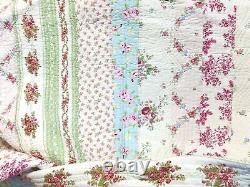 New Cozy Cottage Shabby Pink Purple Green Red Rose Lilac Blue Ruffle Quilt Set