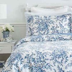 New! Cozy Country Chic Shabby French Rose Blue White Romantic Leaf Quilt Set