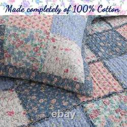 New! Cozy Shabby Chic Pink Purple Lavender Lilac Blue Soft Ruffle Quilt Set