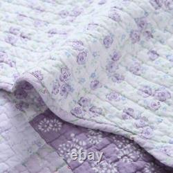 New! Cozy Shabby Chic Purple Lilac Lavender Pink Green Lace Ruffle Quilt Set