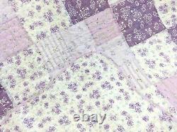 New! Cozy Shabby Chic Purple Lilac Lavender Pink Green Lace Ruffle Quilt Set