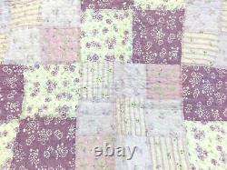New! Cozy Shabby Chic Romantic Purple Lilac Lavender Pink Green Leaf Quilt Set