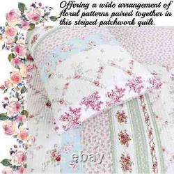New! Cozy Shabby Country Pink Purple Green Romantic Rose Lilac Blue Quilt Set