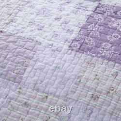 New Cozy Shabby White Lilac Lavender Chic Green Patchwork Cottage Quilt Set