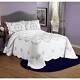 New! Cozy XXXL White Green Purple Lavender Floral Floor Chic Quilt Bedspread