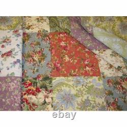 New! Patchwork Chic Cottage Pink Rose Red Yellow Green Blue Shabby Quilt Set