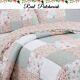 New! Shabby Chic Cottage Pink Red White Rose Lace Ruffle Romantic Quilt Set