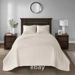 New! Xxx-l Large Oversize Vintage Soft Ivory White Floor Bedspread Quilt Set