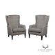 Quality Pair Custom Upholstered Modern Wing Chairs