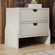 Retro Style Rubber Wood Two-Drawer Bed Side Table Nightstand Antique White