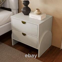 Retro Style Rubber Wood Venner Two-Drawer Bed Side Table Nightstand End Table