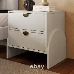 Retro Style Rubber Wood Venner Two-Drawer Bed Side Table Nightstand End Table
