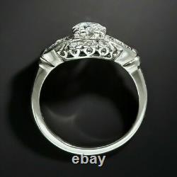Royal 1920's Vintage 2.74 Ct Round Cut Lab-Created Diamond Antique Art Deco Ring
