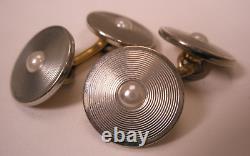Seed Pearl Rolled Gold Plate Double Sided Quality Vintage BARRY Cuff Links d99