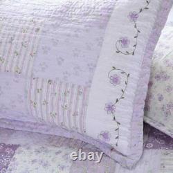 Shabby Chic Country Purple Lilac Lavender Pink Blue Green Lace Ruffle Quilt Set