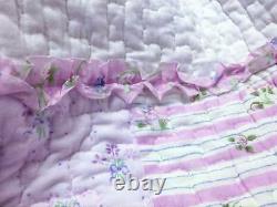 Shabby Chic Country Purple Lilac Lavender Pink Blue Green Lace Ruffle Quilt Set