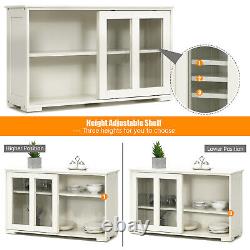 Storage Cabinet Sideboard Buffet Cupboard Glass Sliding Door Pantry Kitchen New