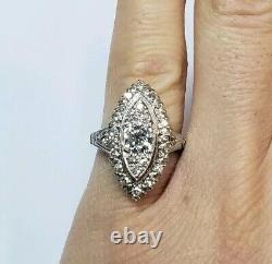 Stunning Vintage. 96 Carat High Quality Diamond 14k White Gold Dinner Ring