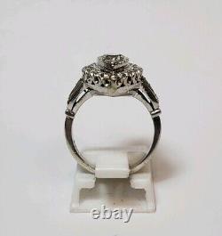 Stunning Vintage. 96 Carat High Quality Diamond 14k White Gold Dinner Ring