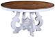 Table Cambridge Round Wood Ornate Pedestal Antique White and Rustic Pecan