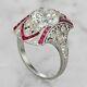 Vintage 3.00 CT White Round diamond Engagement Wedding Ring Size 8 14k WhiteGold