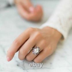 Vintage 3.00 CT White Round diamond Engagement Wedding Ring Size 8 14k WhiteGold