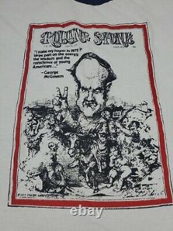 Vintage 70s Rolling Stone Magazine Cover Ringer T-Shirt L Rare 1972 Caricature