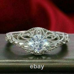 Vintage Art Deco 2.10cts Moissanite Round Cut Diamond Engagement Ring 925 Silver