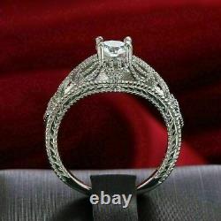 Vintage Art Deco 2.10cts Moissanite Round Cut Diamond Engagement Ring 925 Silver