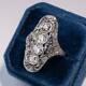Vintage Art Deco 2.30 Ct Round Cut Lab Created Diamond Antique Engagement Ring