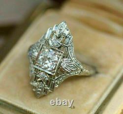 Vintage Art Deco 2.30 Ct Round Cut Lab Created Diamond Filigree Engagement Ring