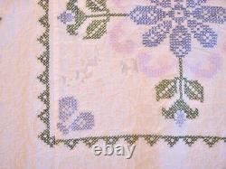 Vintage Cross Stitched Floral Quilt Decorators Choice Of Two Or Buy The Pair