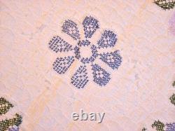 Vintage Cross Stitched Floral Quilt Decorators Choice Of Two Or Buy The Pair